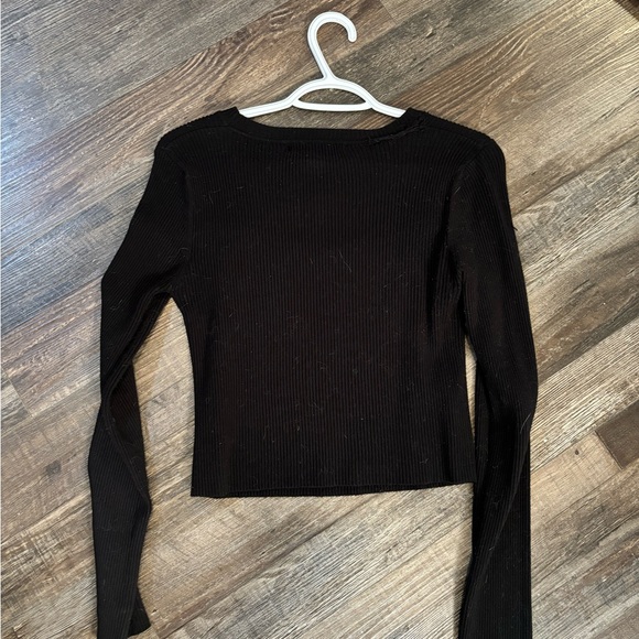 Black ribbed long sleeve top - Picture 4 of 5